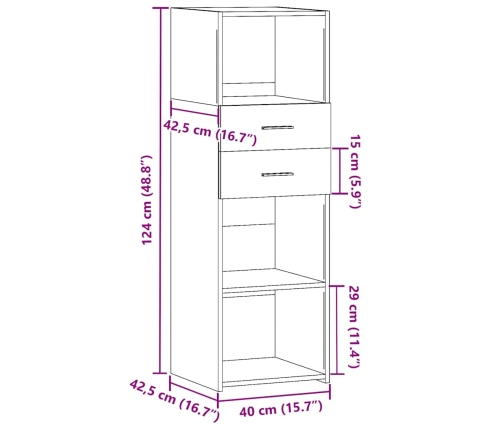 Aparador alto madera de ingeniería negro 40x42,5x124 cm