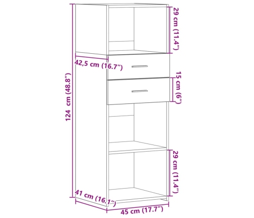 Aparador alto madera de ingeniería blanco 45x42,5x124 cm