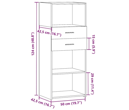 Aparador alto madera de ingeniería blanco 50x42,5x124 cm