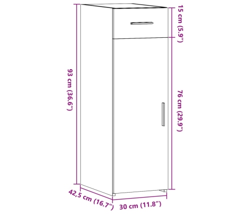 Aparador madera de ingeniería roble Sonoma 30x42,5x93 cm