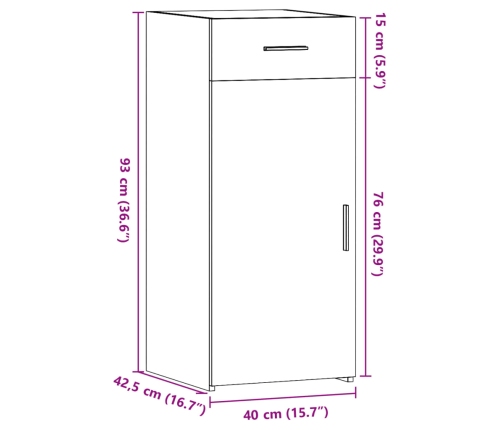 Aparador de madera de ingeniería roble Sonoma 40x42,5x93 cm