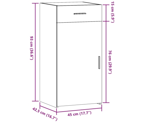 Aparador madera de ingeniería roble Sonoma 45x42,5x93 cm