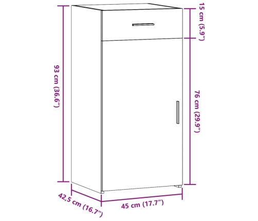 Aparador madera de ingeniería gris hormigón 45x42,5x93 cm