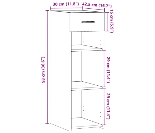 Aparador de madera de ingeniería negro 40x42,5x93 cm