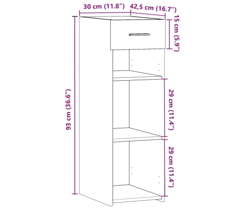 Aparador madera de ingeniería roble Sonoma 30x42,5x93 cm