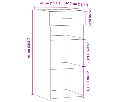 Aparador madera de ingeniería gris Sonoma 40x42,5x93 cm