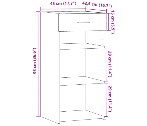 Aparador madera de ingeniería gris hormigón 45x42,5x93 cm