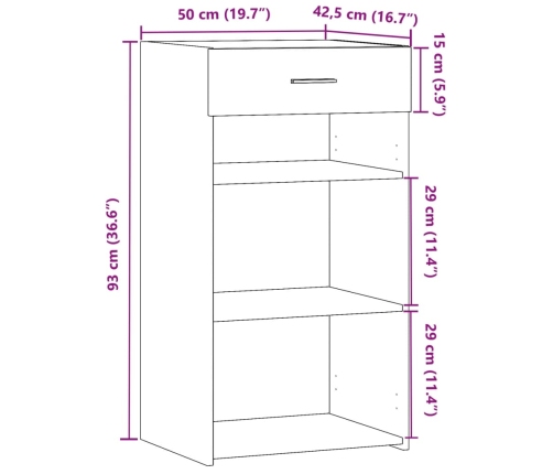 Aparador de madera de ingeniería negro 50x42,5x93 cm