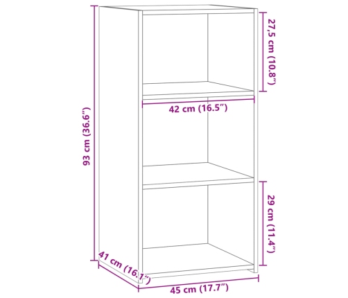 Aparador de madera de ingeniería negro 45x41x93 cm