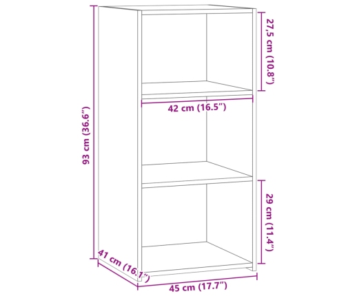 Aparador de madera de ingeniería gris hormigón 45x41x93 cm