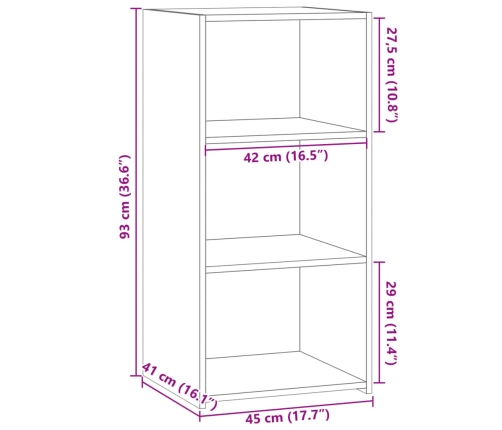 Aparador de madera de ingeniería gris Sonoma 45x41x93 cm