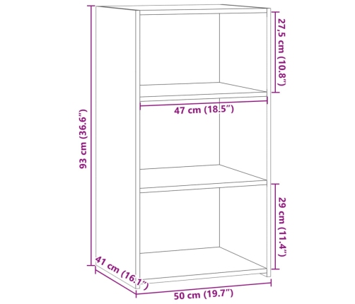 Aparador de madera de ingeniería roble ahumado 50x41x93 cm