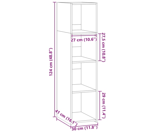 Aparador alto madera de ingeniería blanco 30x41x124 cm