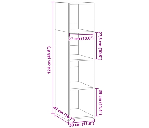 Aparador alto madera de ingeniería roble Sonoma 30x41x124 cm