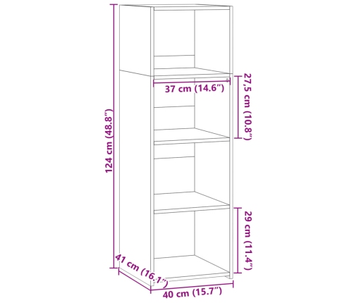 Aparador alto madera de ingeniería blanco 40x41x124 cm