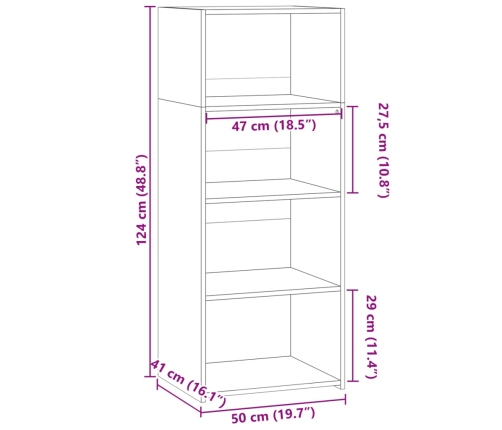 Aparador alto madera de ingeniería blanco 50x41x124 cm