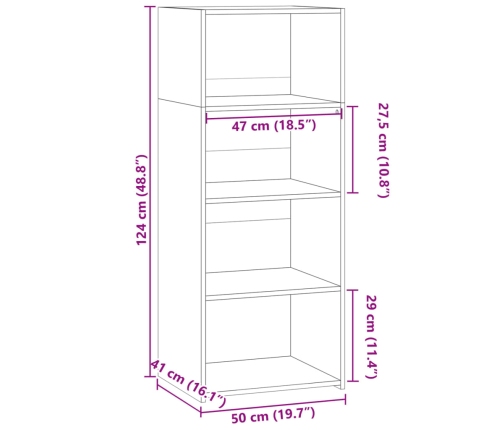 Aparador alto madera de ingeniería negro 50x41x124 cm