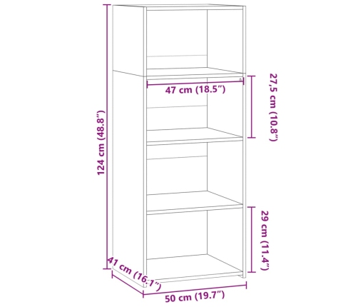 Aparador alto madera de ingeniería roble Sonoma 50x41x124 cm