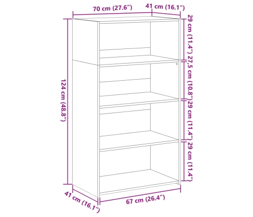 Aparador alto madera de ingeniería blanco 70x41x124 cm