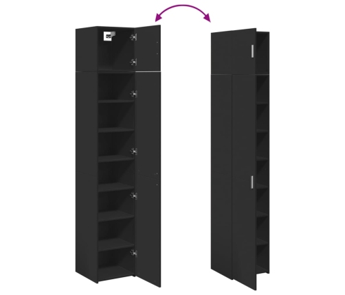 Armario estrecho madera de ingeniería negro 40x42,5x225 cm