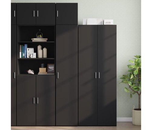 Armario estrecho madera de ingeniería negro 40x42,5x225 cm