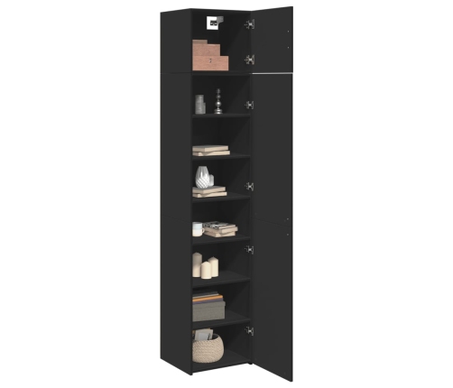 Armario estrecho madera de ingeniería negro 45x42,5x225 cm
