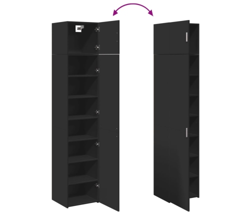 Armario estrecho madera de ingeniería negro 45x42,5x225 cm