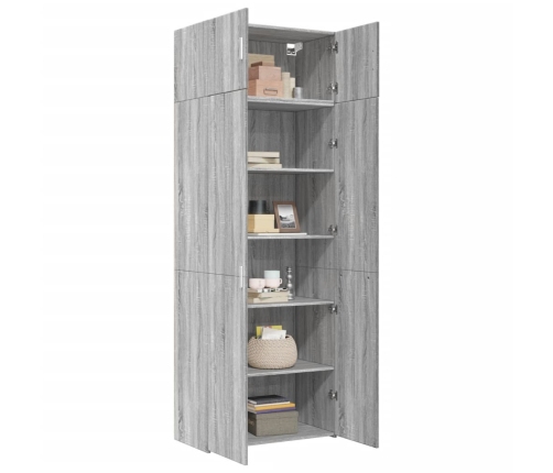 Armario de madera ingeniería gris Sonoma 80x42,5x225 cm