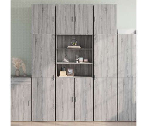 Aparador alto madera de ingeniería gris Sonoma 80x42,5x249 cm