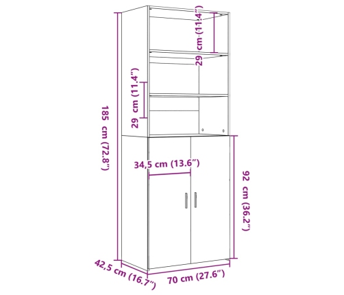 Aparador alto madera de ingeniería roble Sonoma 70x42,5x185 cm