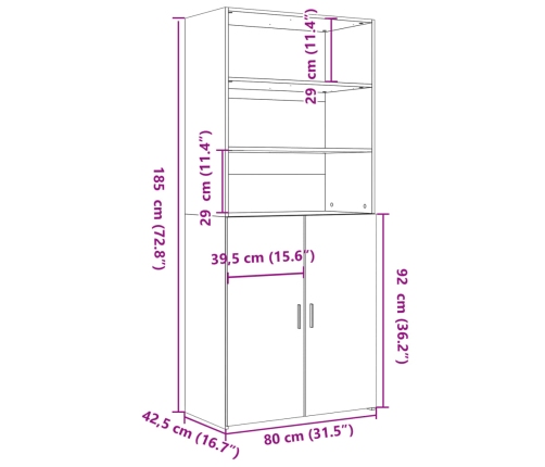 Aparador alto madera de ingeniería negro 80x42,5x185 cm