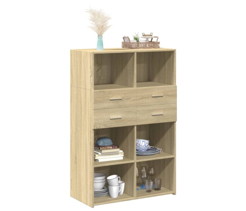 Aparador de madera de ingeniería roble Sonoma 80x42,5x124 cm