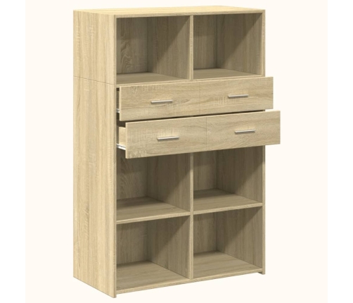 Aparador de madera de ingeniería roble Sonoma 80x42,5x124 cm