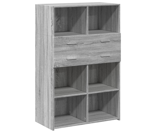 Aparador de madera de ingeniería gris Sonoma 80x42,5x124 cm