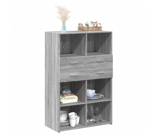 Aparador de madera de ingeniería gris Sonoma 80x42,5x124 cm