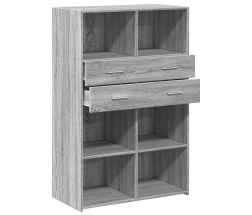 Aparador de madera de ingeniería gris Sonoma 80x42,5x124 cm