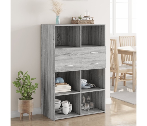 Aparador de madera de ingeniería gris Sonoma 80x42,5x124 cm