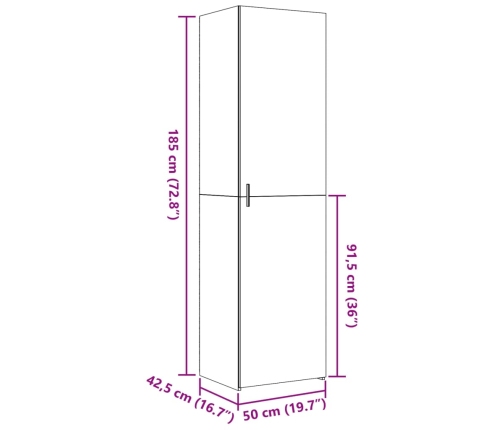 Aparador de madera de ingeniería roble ahumado 50x42,5x185 cm