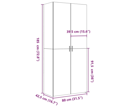 Aparador alto madera de ingeniería blanco 80x42,5x185 cm