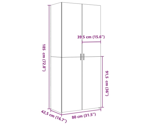 Aparador alto madera de ingeniería negro 80x42,5x185 cm