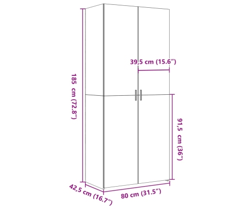 Aparador de madera de ingeniería roble Sonoma 80x42,5x185 cm