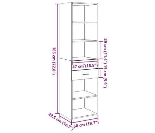 Aparador de madera de ingeniería roble ahumado 50x42,5x185 cm