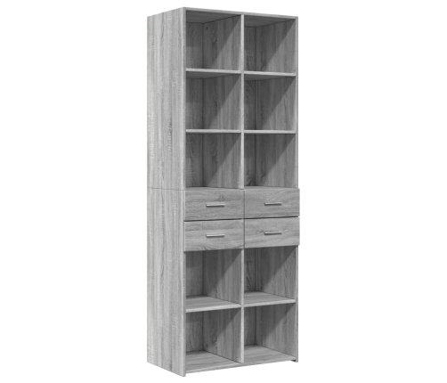 Aparador alto madera de ingeniería gris Sonoma 70x42,5x185 cm