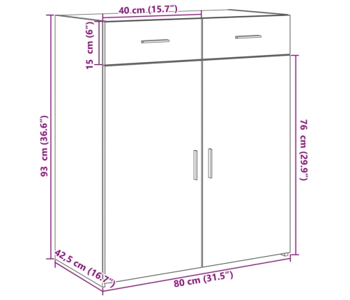 Aparador madera de ingeniería blanco 80x42,5x93 cm