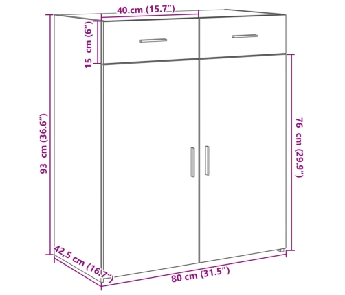 Aparador de madera de ingeniería negro 80x42,5x93 cm