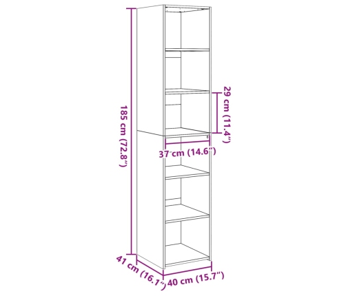 Aparador alto madera de ingeniería roble ahumado 40x41x185 cm