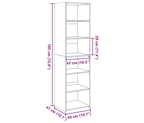 Aparador alto madera de ingeniería blanco 50x41x185 cm