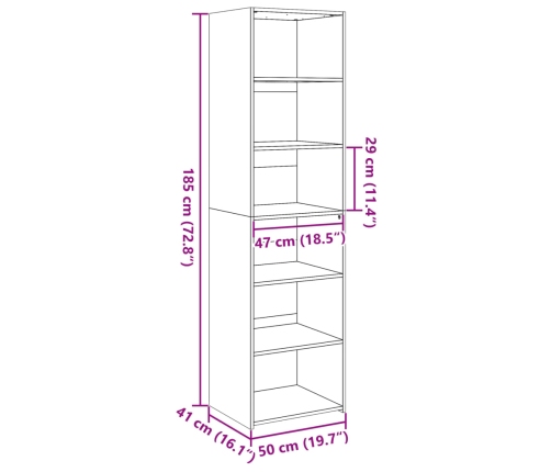 Aparador alto madera de ingeniería roble Sonoma 50x41x185 cm