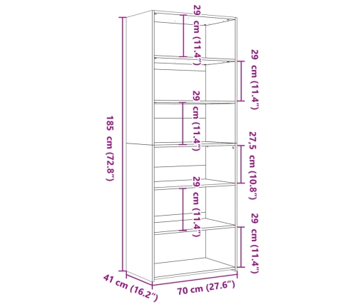 Aparador alto madera de ingeniería blanco 70x41x185 cm