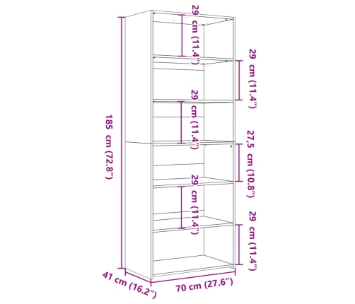 Aparador alto madera de ingeniería roble Sonoma 70x41x185 cm